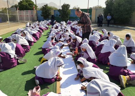 ایستگاه نقاشی دانش‌‌آموزان ابتدایی غیرانتفاعی نفت گچساران در حمایت از کودکان غزه