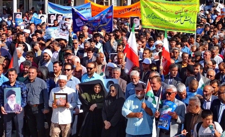 جلوهای باشکوه از حضور گچسارانیها در راهپیمایی ۱۳ آبان+ تصاویر